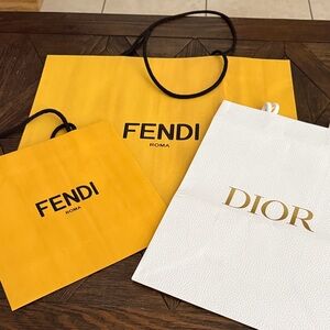 Lot of 3 Designer Shopping Bags Fendi & Dior Large Medium Small Luxury